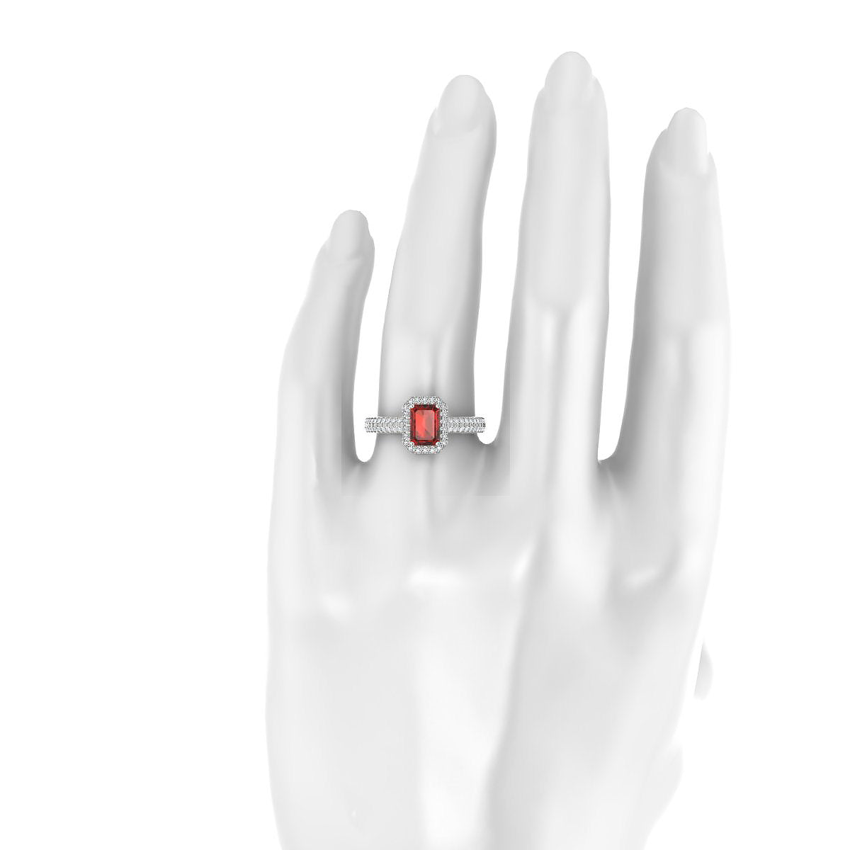 Celeste | 18k White Gold 7 x 5 mm Emerald Garnet Ring
