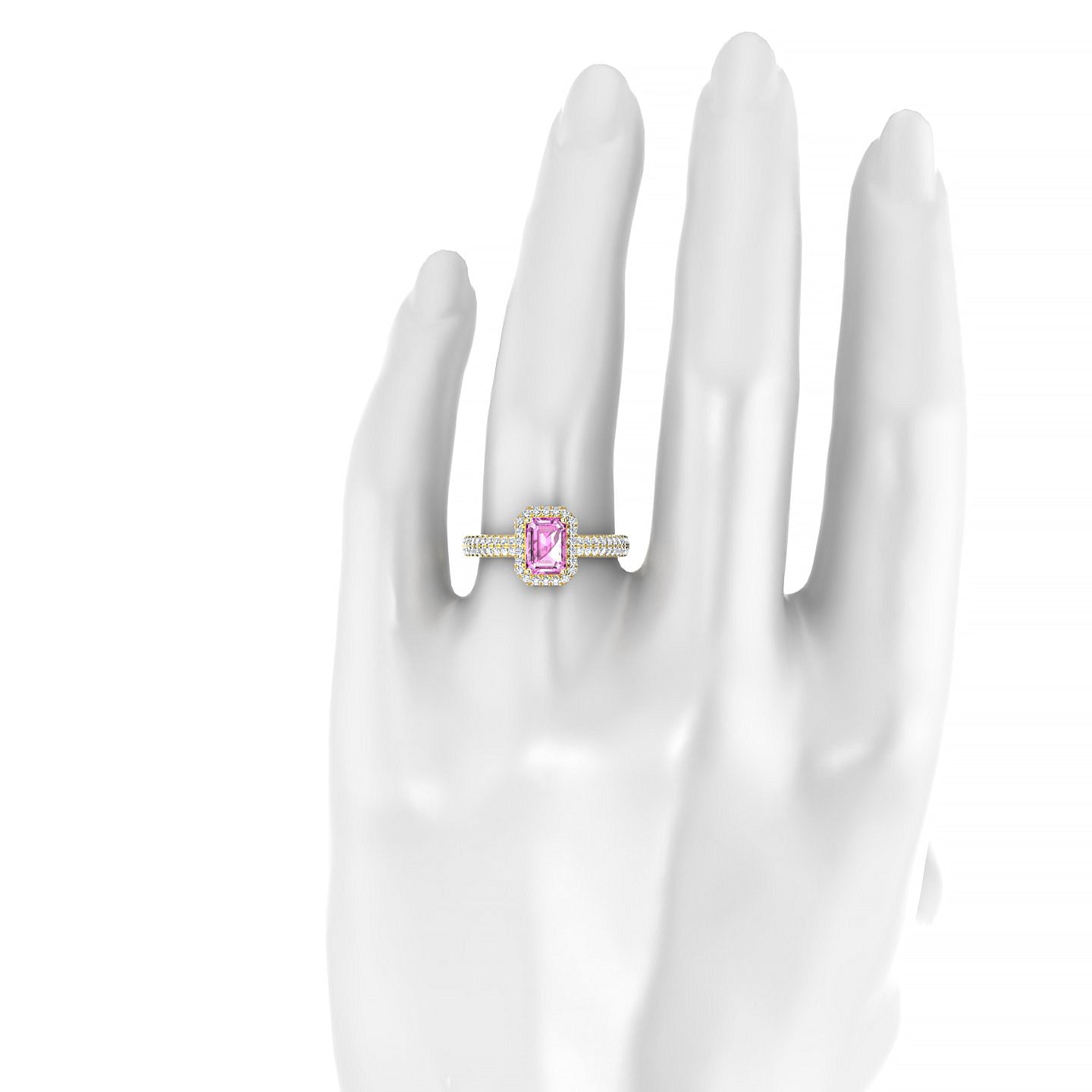 Celeste | 18k Yellow Gold 7 x 5 mm Emerald Pink Sapphire Ring