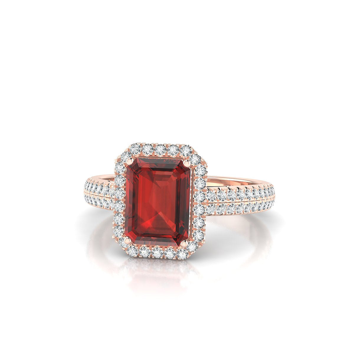 Celeste | 18k Rose Gold 8 x 6 mm Emerald Garnet Ring
