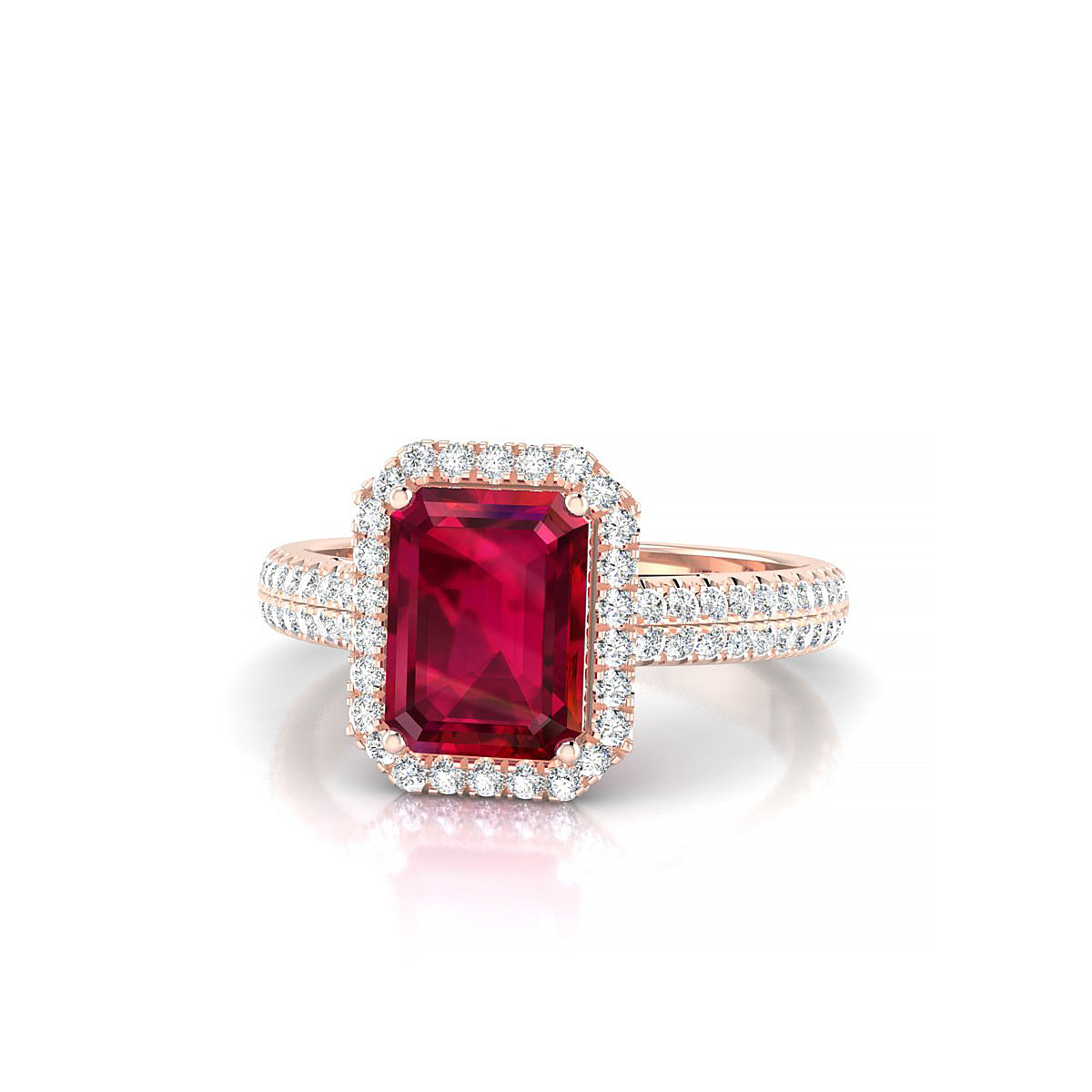 Celeste | 18k Rose Gold 8 x 6 mm Emerald Ruby Ring