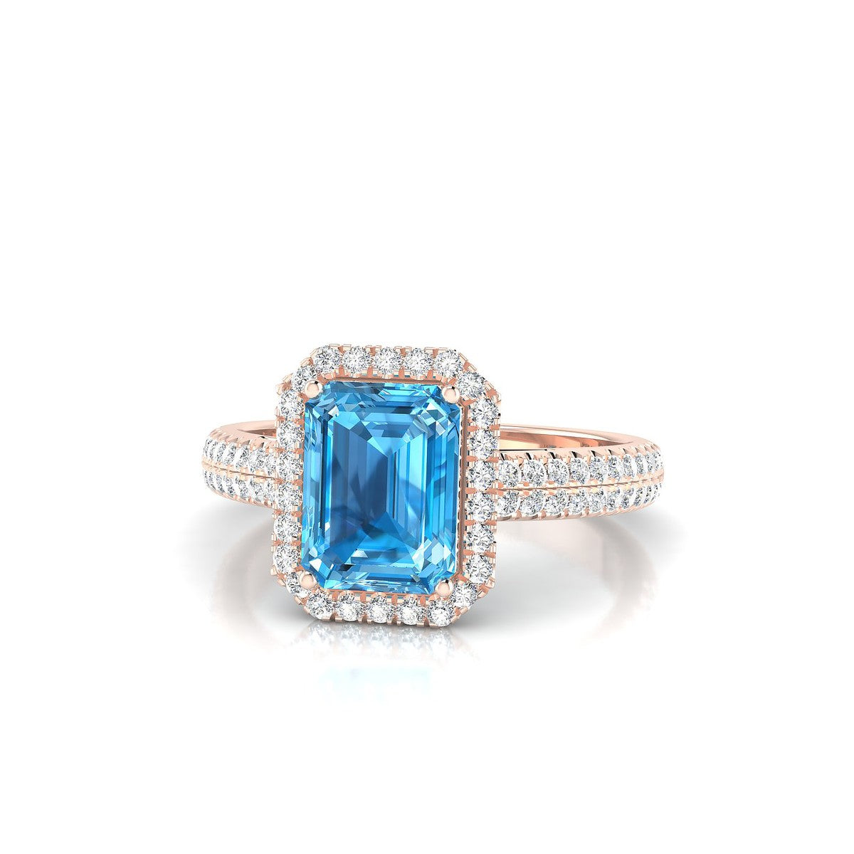 Celeste | 18k Rose Gold 8 x 6 mm Emerald Topaz Ring