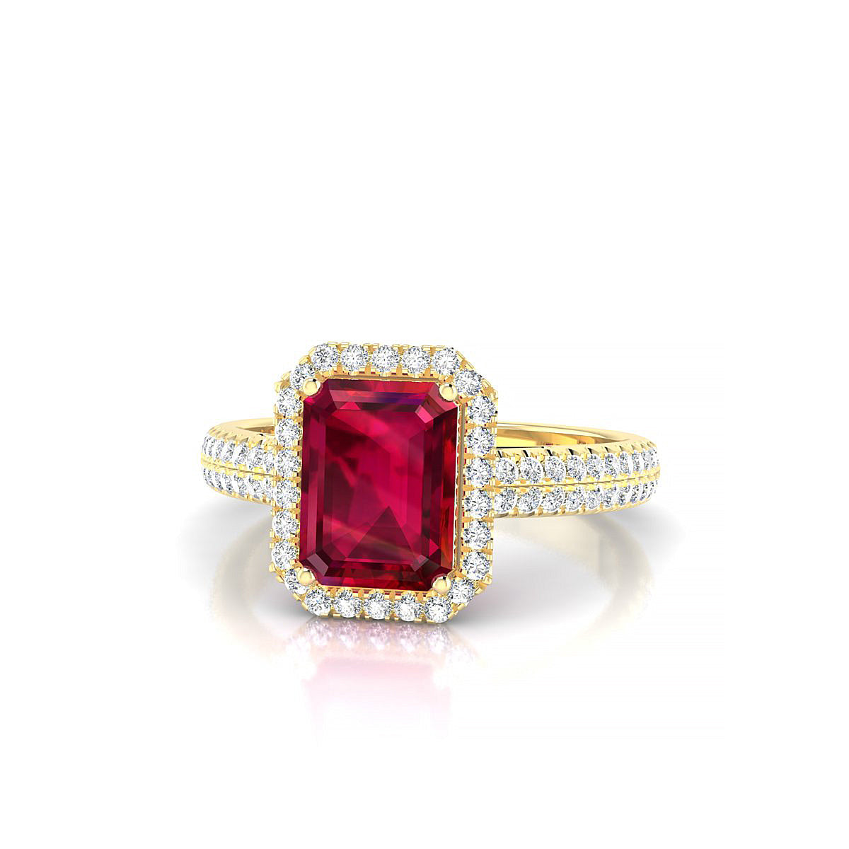 Celeste | 18k Yellow Gold 8 x 6 mm Emerald Ruby Ring