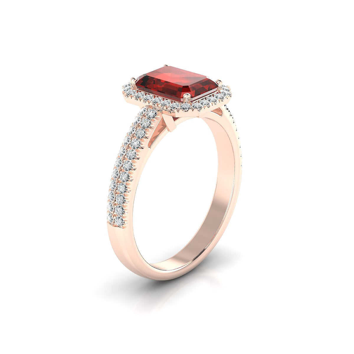 Celeste | 18k Rose Gold 8 x 6 mm Emerald Garnet Ring