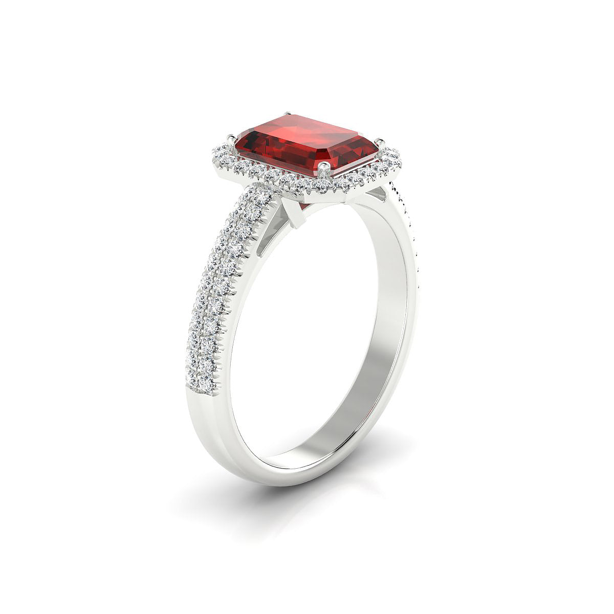 Celeste | 18k White Gold 8 x 6 mm Emerald Garnet Ring