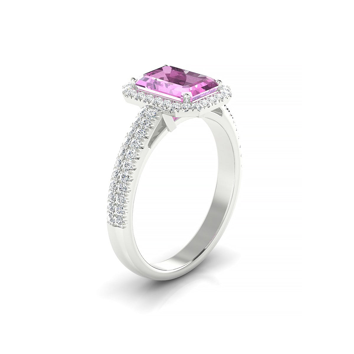 Celeste | 18k White Gold 8 x 6 mm Emerald Pink Sapphire Ring