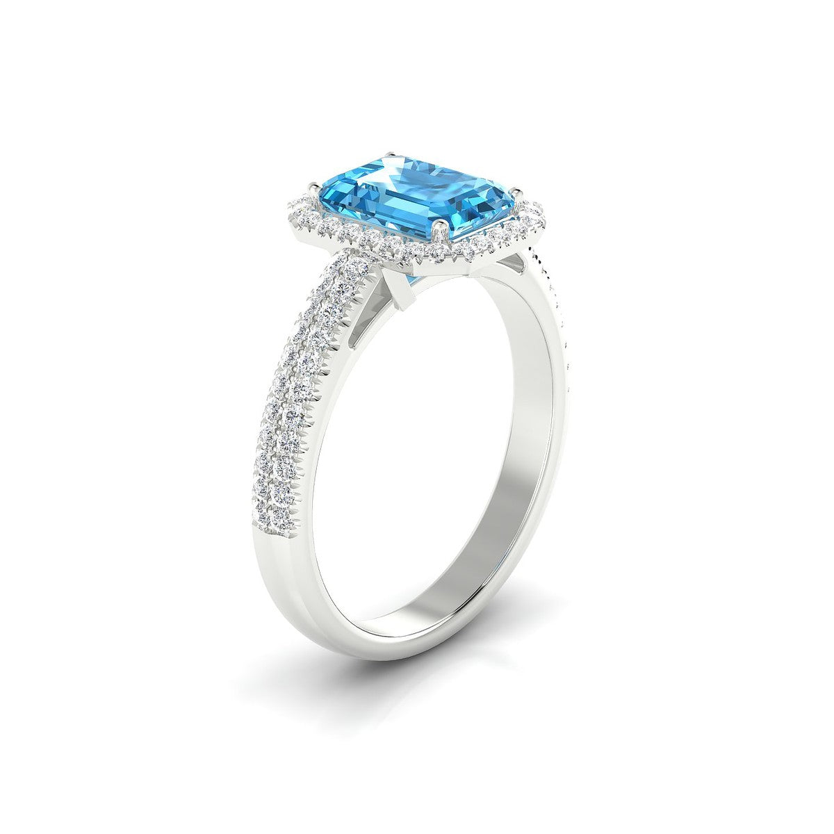 Celeste | 18k White Gold 8 x 6 mm Emerald Topaz Ring