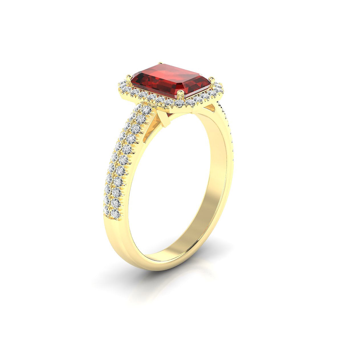 Celeste | 18k Yellow Gold 8 x 6 mm Emerald Garnet Ring