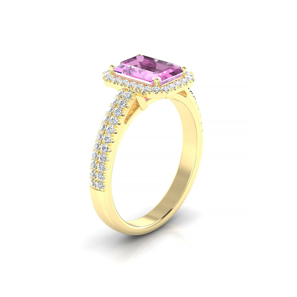 Celeste | 18k Yellow Gold 8 x 6 mm Emerald Pink Sapphire Ring