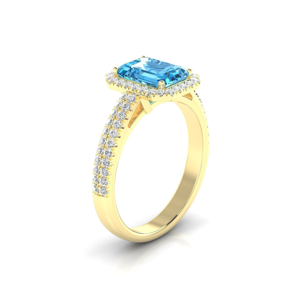 Celeste | 18k Yellow Gold 8 x 6 mm Emerald Topaz Ring