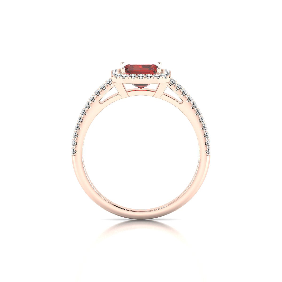 Celeste | 18k Rose Gold 8 x 6 mm Emerald Garnet Ring