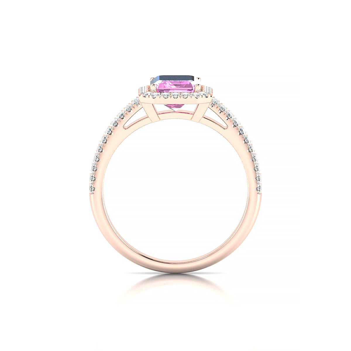 Celeste | 18k Rose Gold 8 x 6 mm Emerald Pink Sapphire Ring