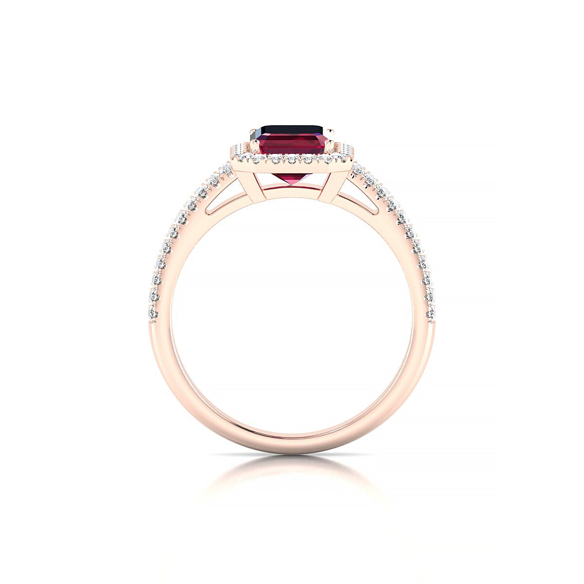 Celeste | 18k Rose Gold 8 x 6 mm Emerald Ruby Ring