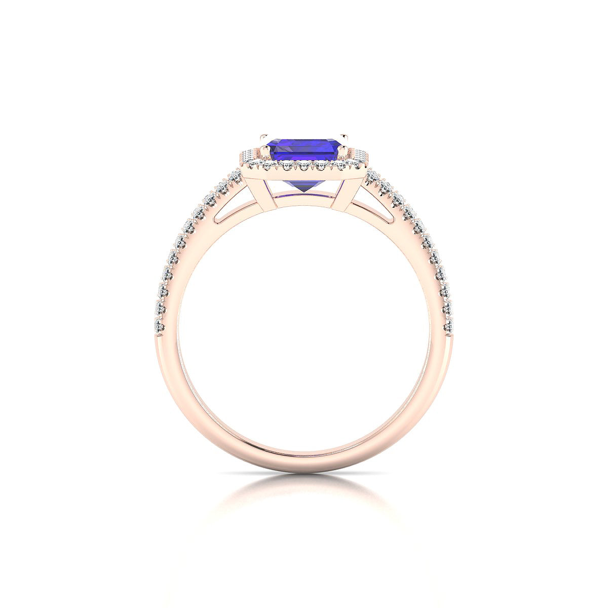 Celeste | 18k Rose Gold 8 x 6 mm Emerald Tanzanite Ring