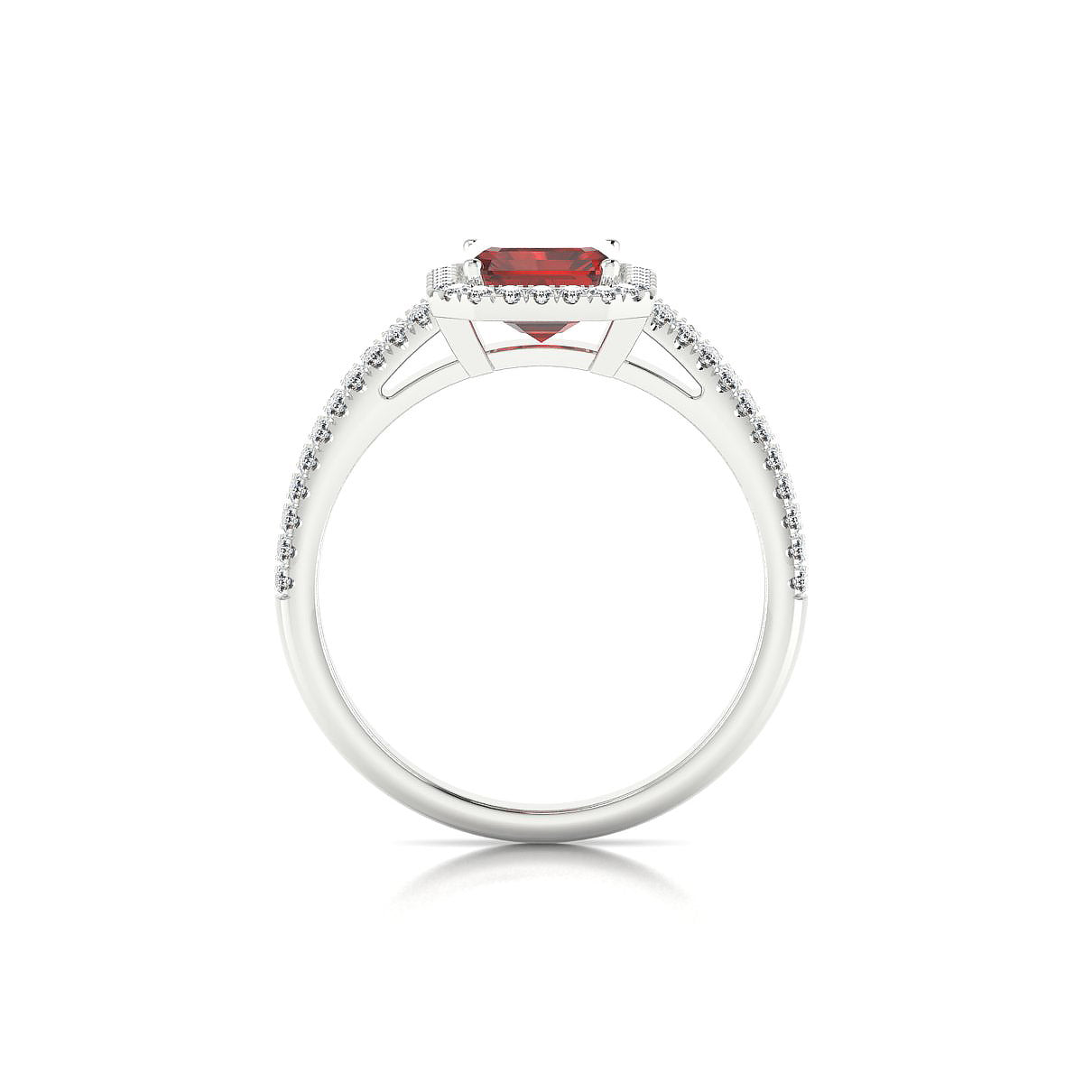 Celeste | 18k White Gold 8 x 6 mm Emerald Garnet Ring