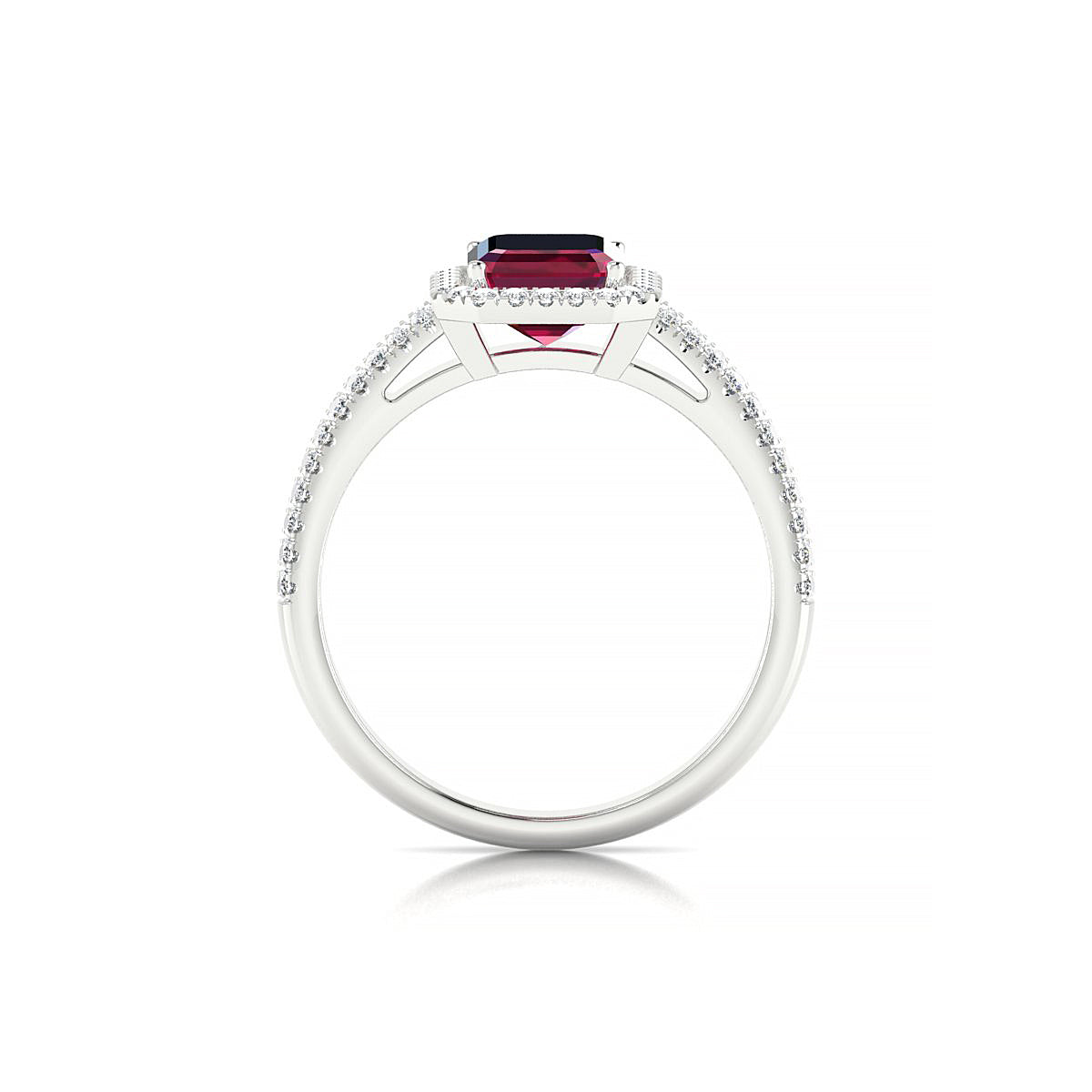 Celeste | 18k White Gold 8 x 6 mm Emerald Ruby Ring