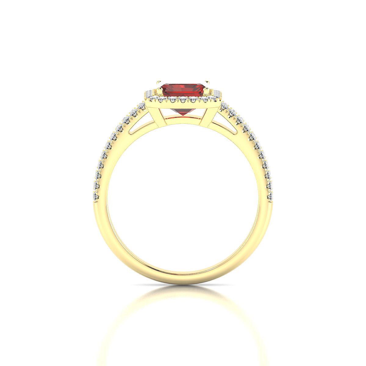 Celeste | 18k Yellow Gold 8 x 6 mm Emerald Garnet Ring
