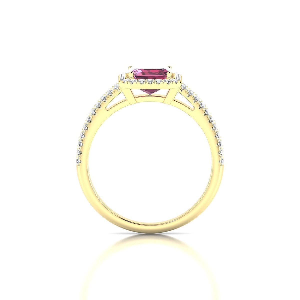 Celeste | 18k Yellow Gold 8 x 6 mm Emerald Rhodolite Ring