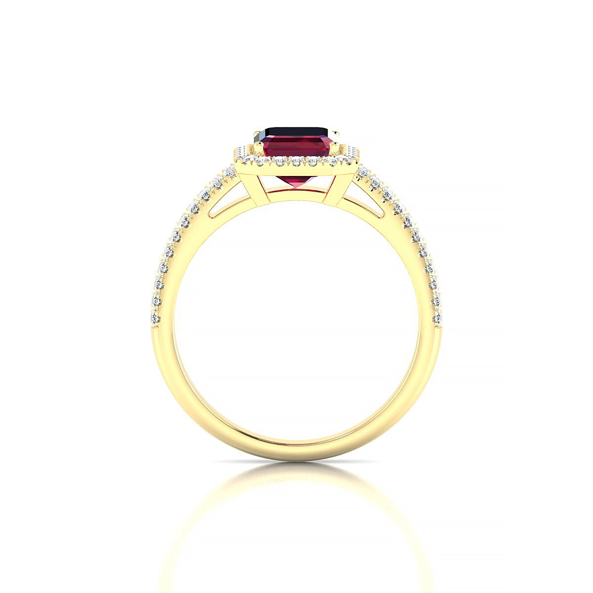 Celeste | 18k Yellow Gold 8 x 6 mm Emerald Ruby Ring