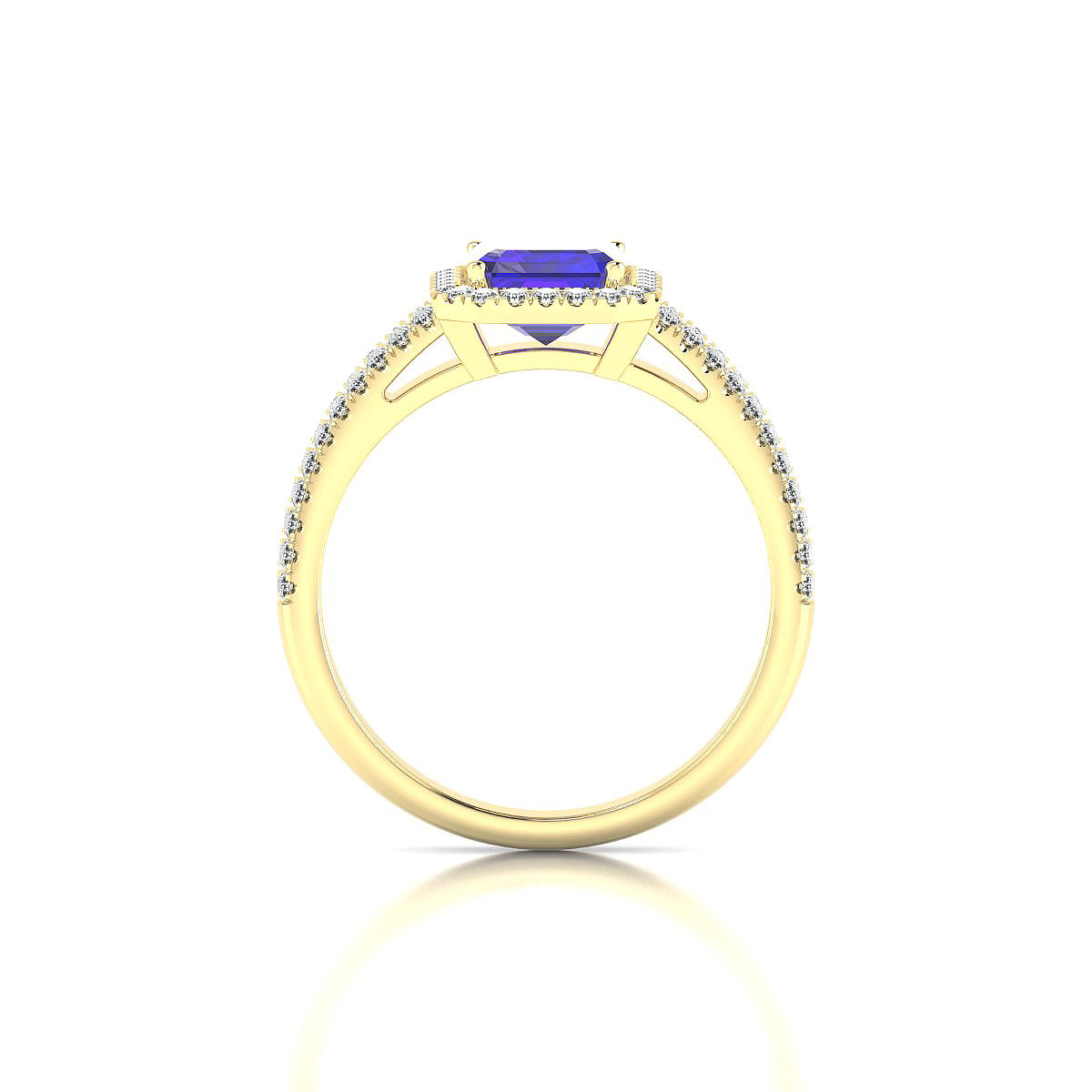Celeste | 18k Yellow Gold 8 x 6 mm Emerald Tanzanite Ring