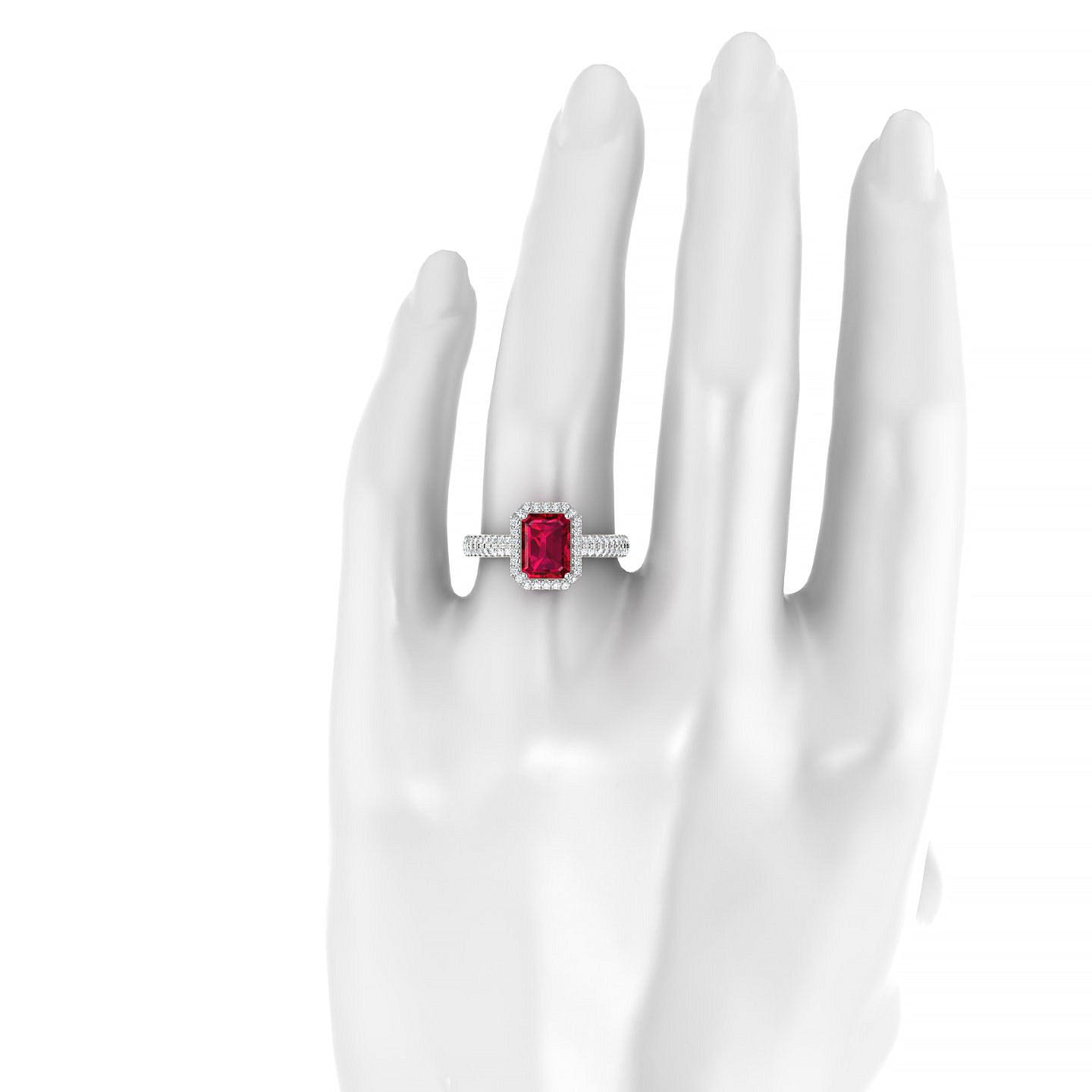Celeste | 18k White Gold 8 x 6 mm Emerald Ruby Ring