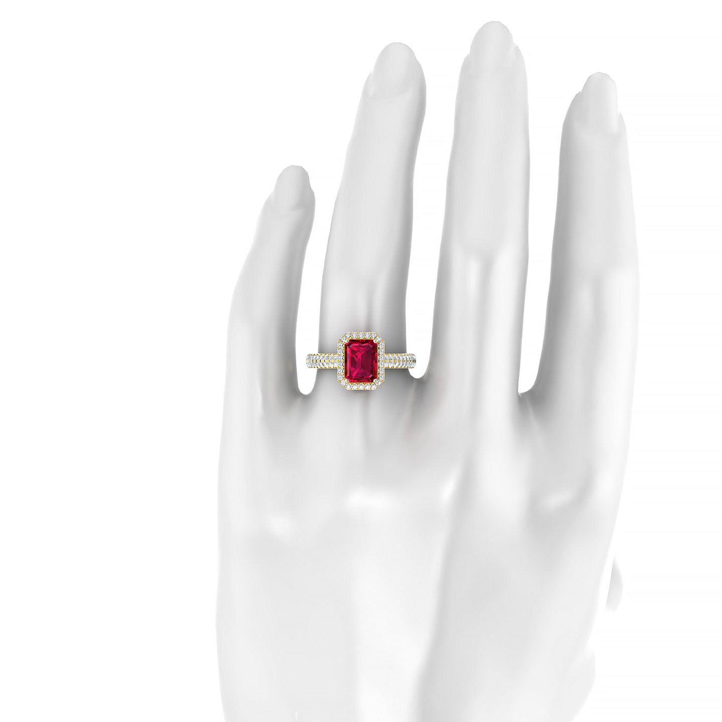 Celeste | 18k Yellow Gold 8 x 6 mm Emerald Ruby Ring