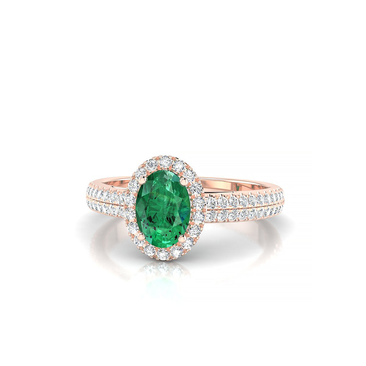 Celeste | 18k Rose Gold 7 x 5 mm Oval Emerald Ring