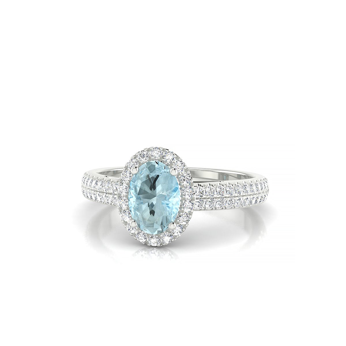 Celeste | 18k White Gold 7 x 5 mm Oval Aquamarine Ring
