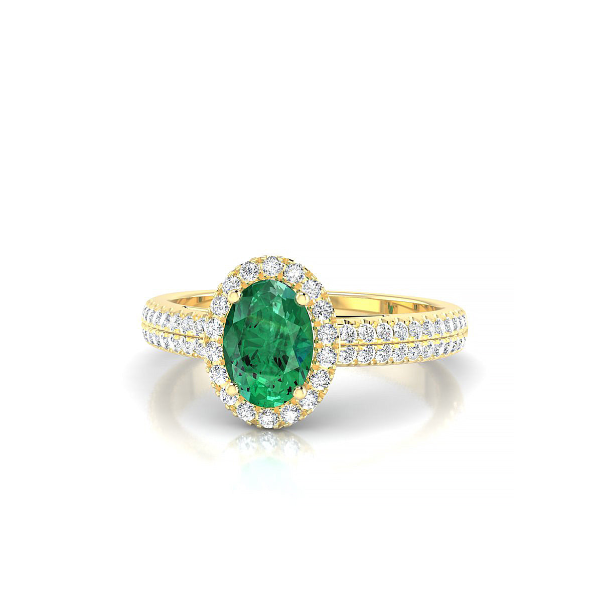Celeste | 18k Yellow Gold 7 x 5 mm Oval Emerald Ring