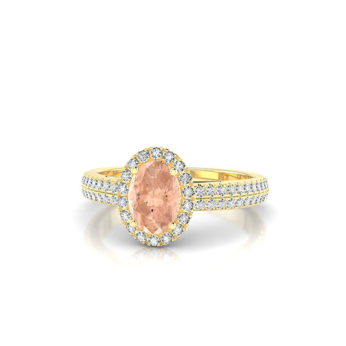 Celeste | 18k Yellow Gold 7 x 5 mm Oval Morganite Ring