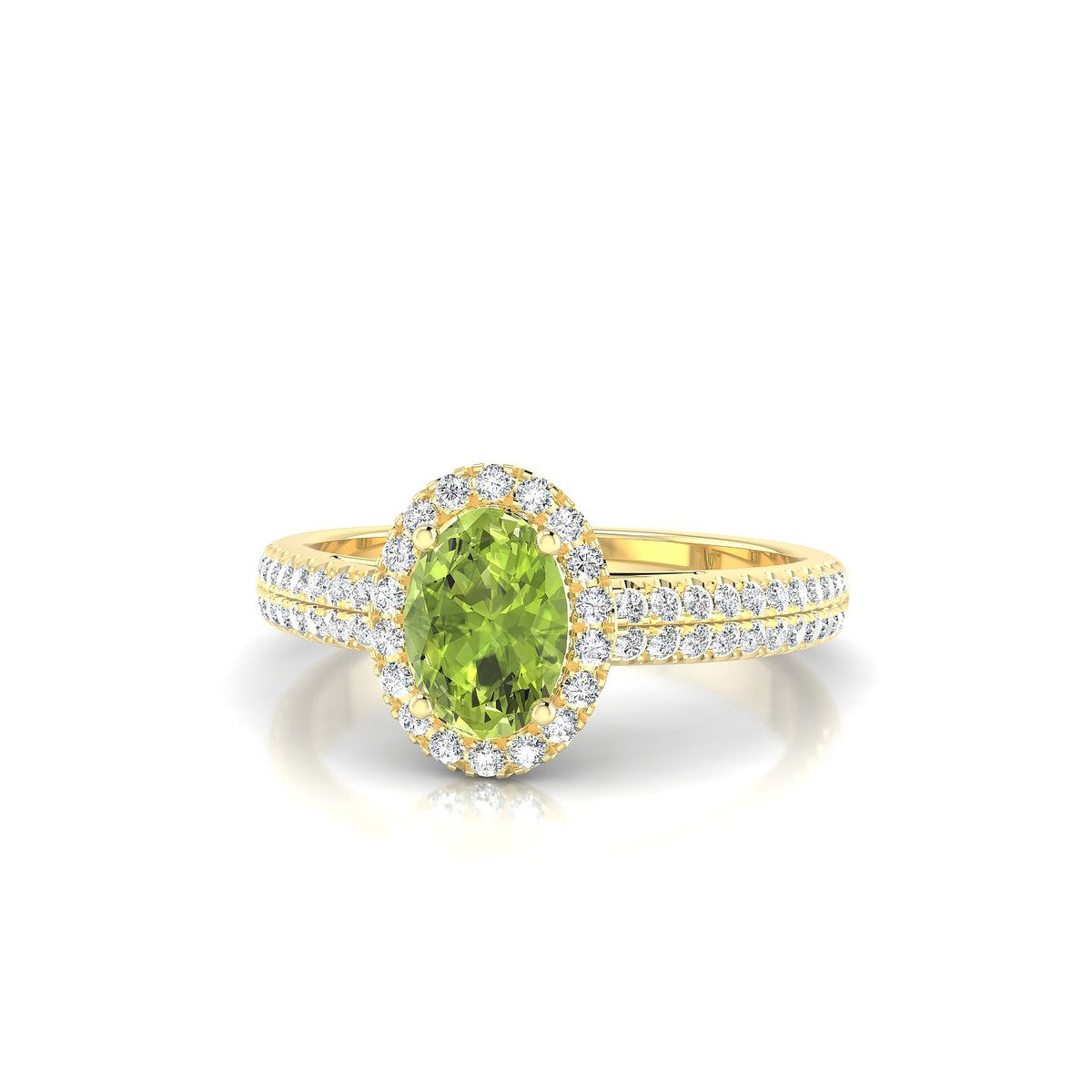 Celeste | 18k Yellow Gold 7 x 5 mm Oval Peridot Ring