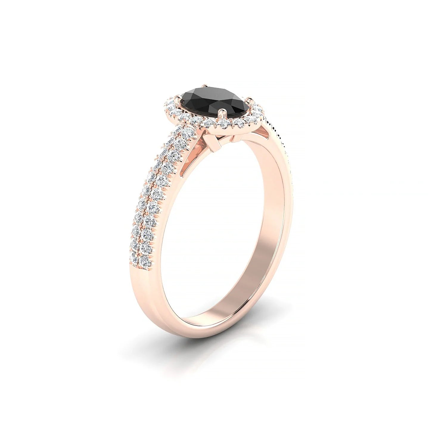 Celeste | 18k Rose Gold 7 x 5 mm Oval Black Diamond Ring