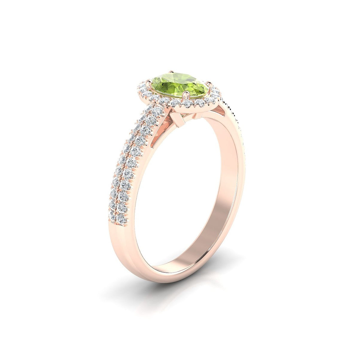 Celeste | 18k Rose Gold 7 x 5 mm Oval Peridot Ring