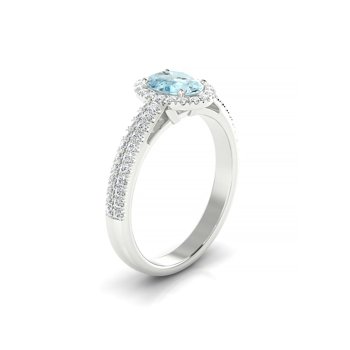 Celeste | 18k White Gold 7 x 5 mm Oval Aquamarine Ring