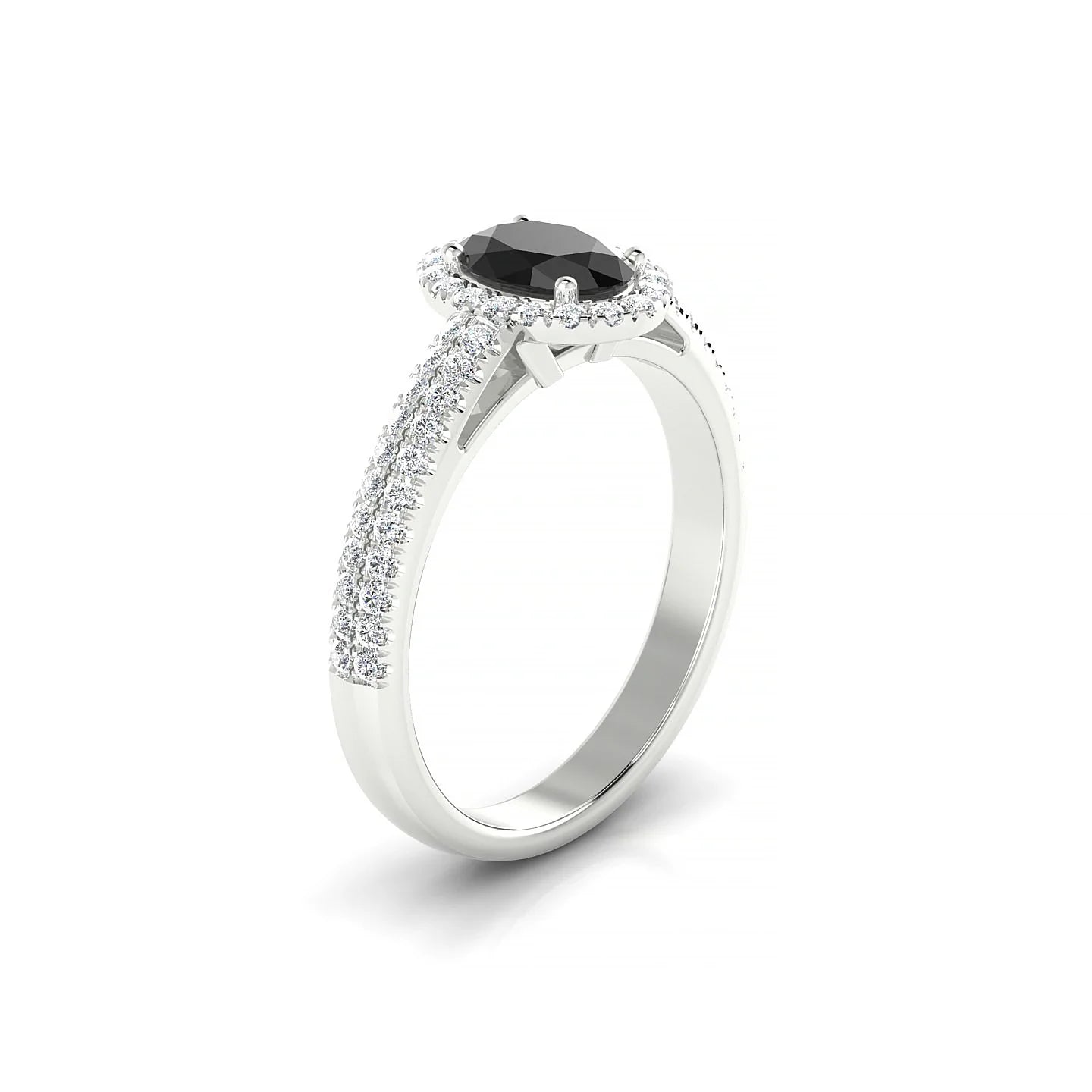 Celeste | 18k White Gold 7 x 5 mm Oval Black Diamond Ring