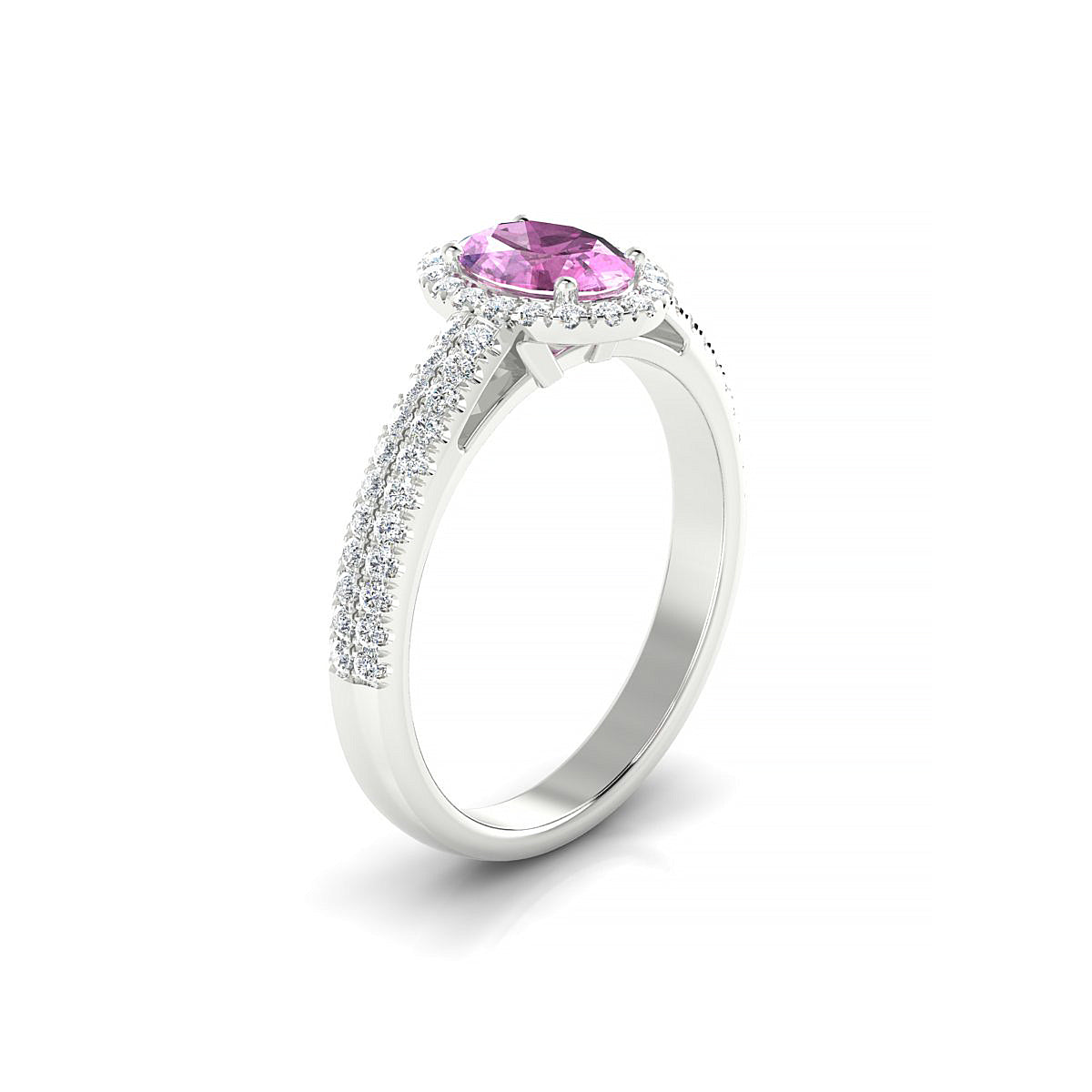 Celeste | 18k White Gold 7 x 5 mm Oval Pink Sapphire Ring