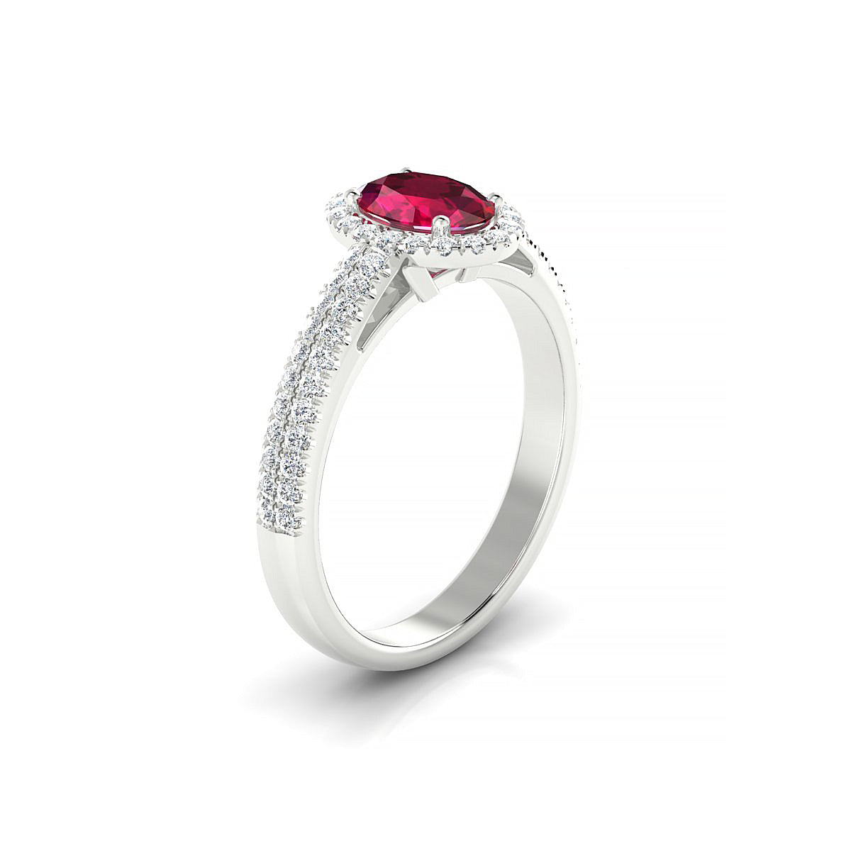 Celeste | 18k White Gold 7 x 5 mm Oval Ruby Ring