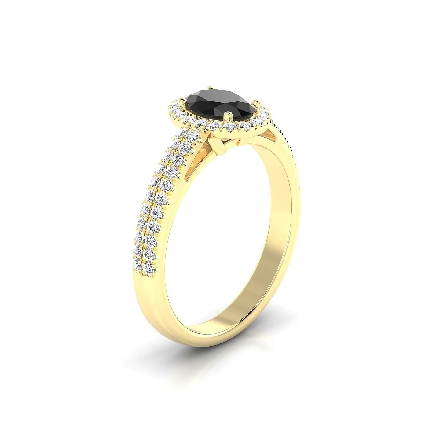 Celeste | 18k Yellow Gold 7 x 5 mm Oval Black Diamond Ring