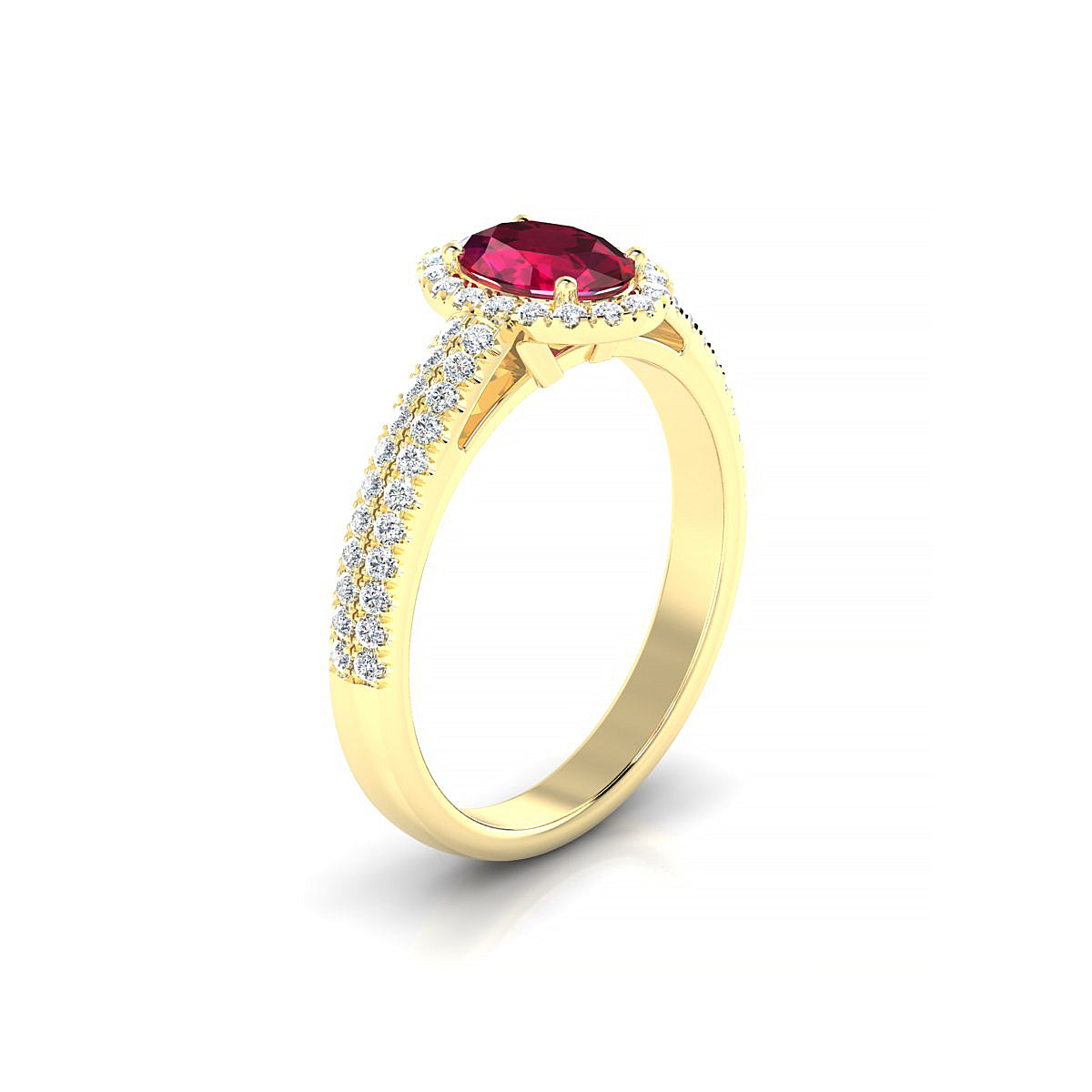 Celeste | 18k Yellow Gold 7 x 5 mm Oval Ruby Ring