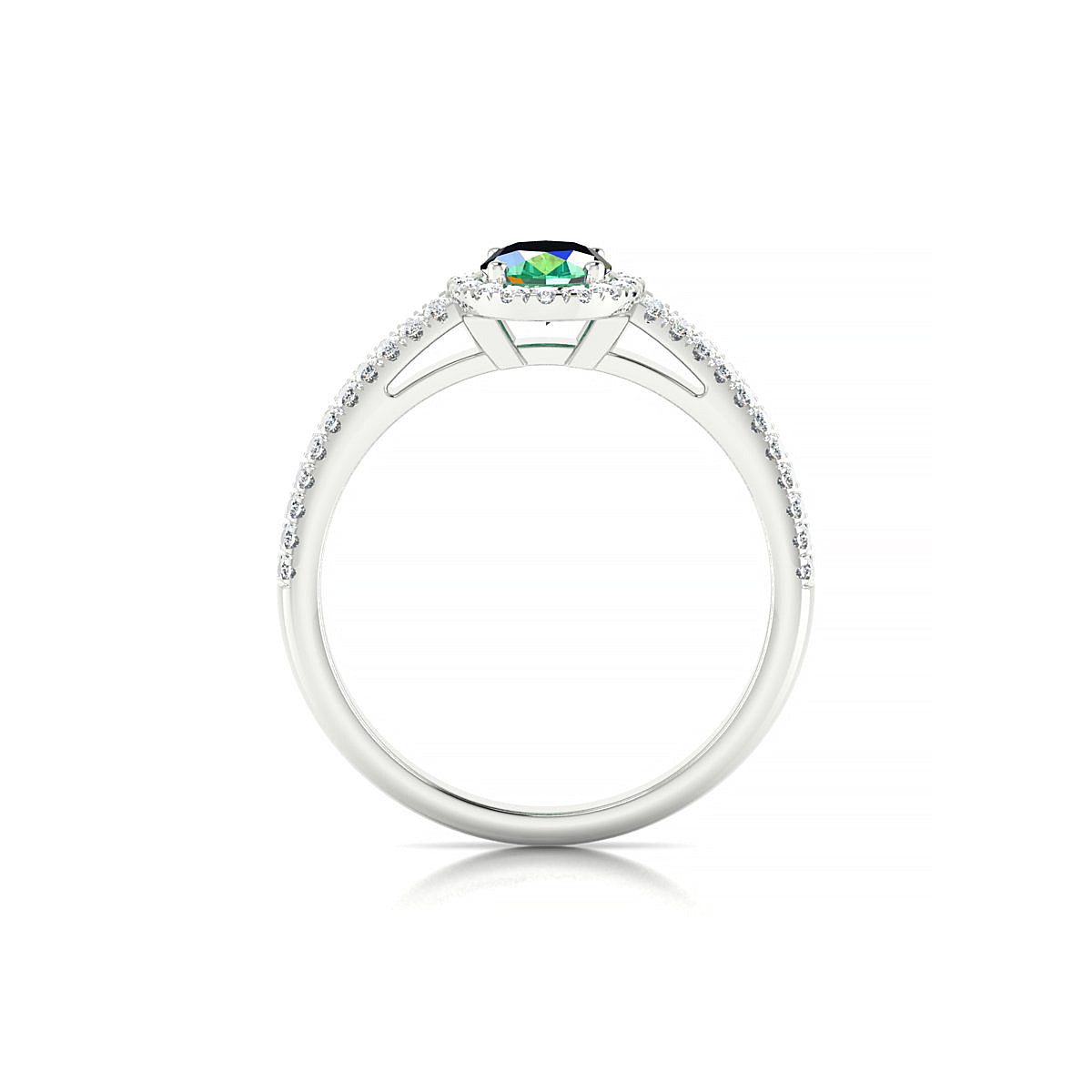 Celeste | 18k White Gold 7 x 5 mm Oval Emerald Ring