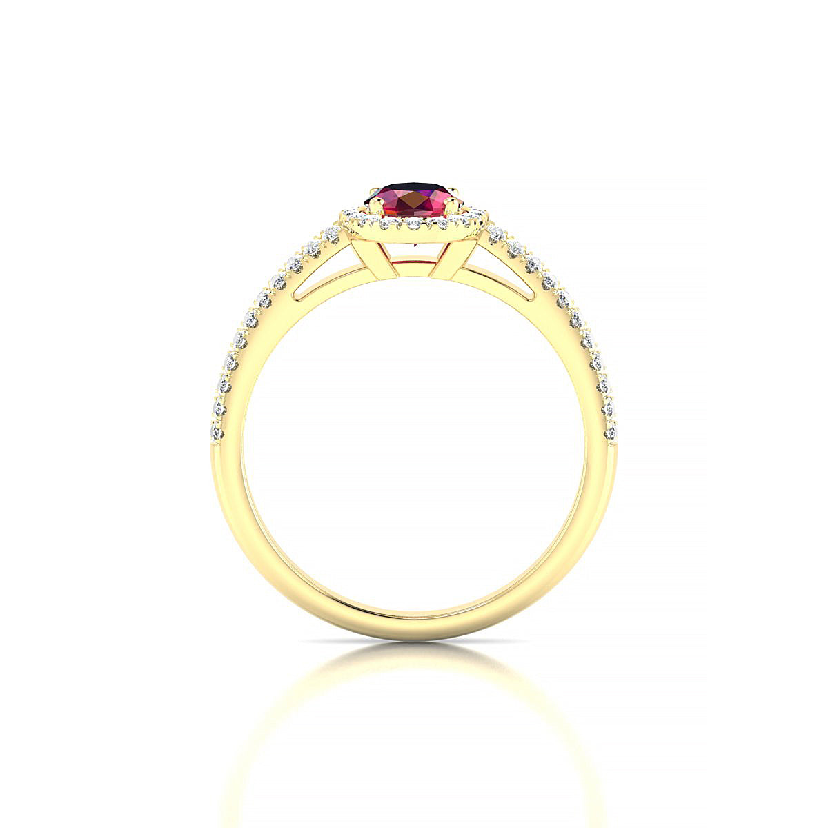 Celeste | 18k Yellow Gold 7 x 5 mm Oval Ruby Ring