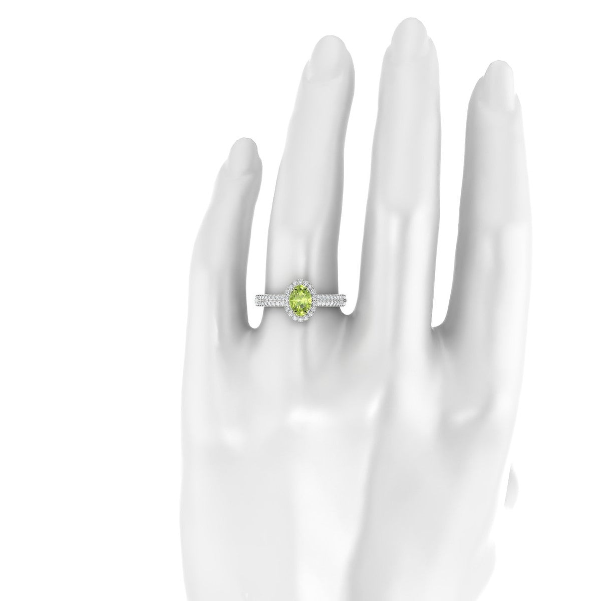 Celeste | 18k White Gold 7 x 5 mm Oval Peridot Ring