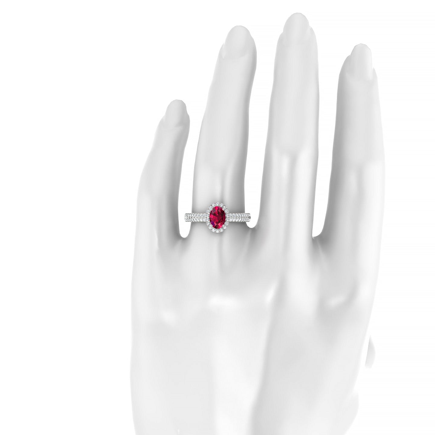Celeste | 18k White Gold 7 x 5 mm Oval Ruby Ring