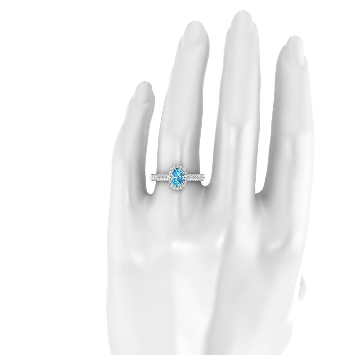 Celeste | 18k White Gold 7 x 5 mm Oval Topaz Ring