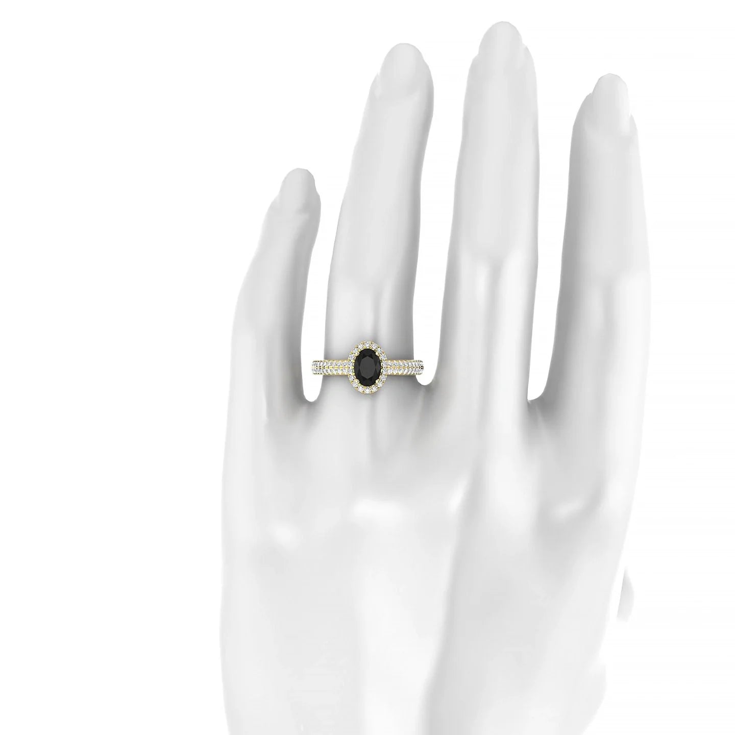 Celeste | 18k Yellow Gold 7 x 5 mm Oval Black Diamond Ring