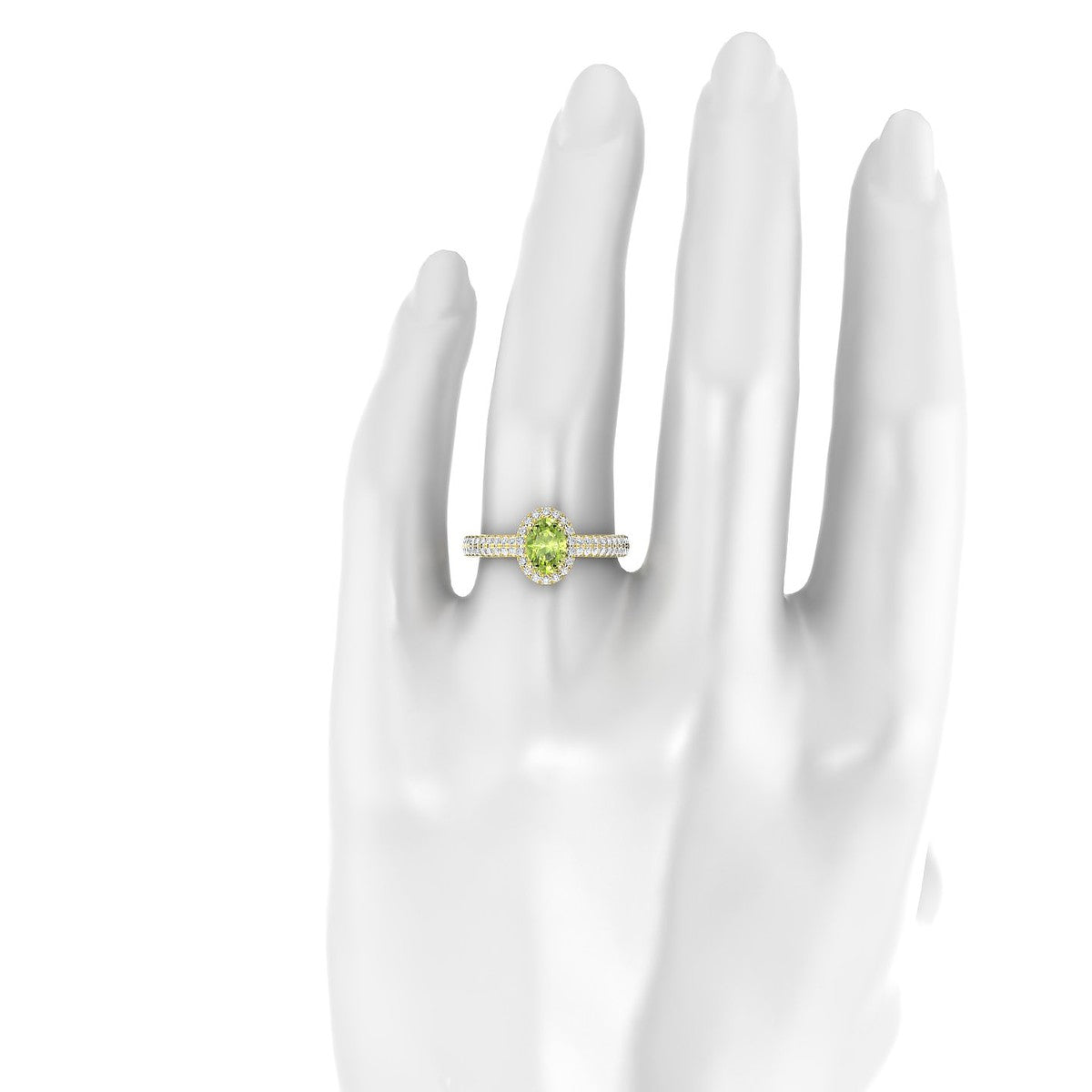 Celeste | 18k Yellow Gold 7 x 5 mm Oval Peridot Ring