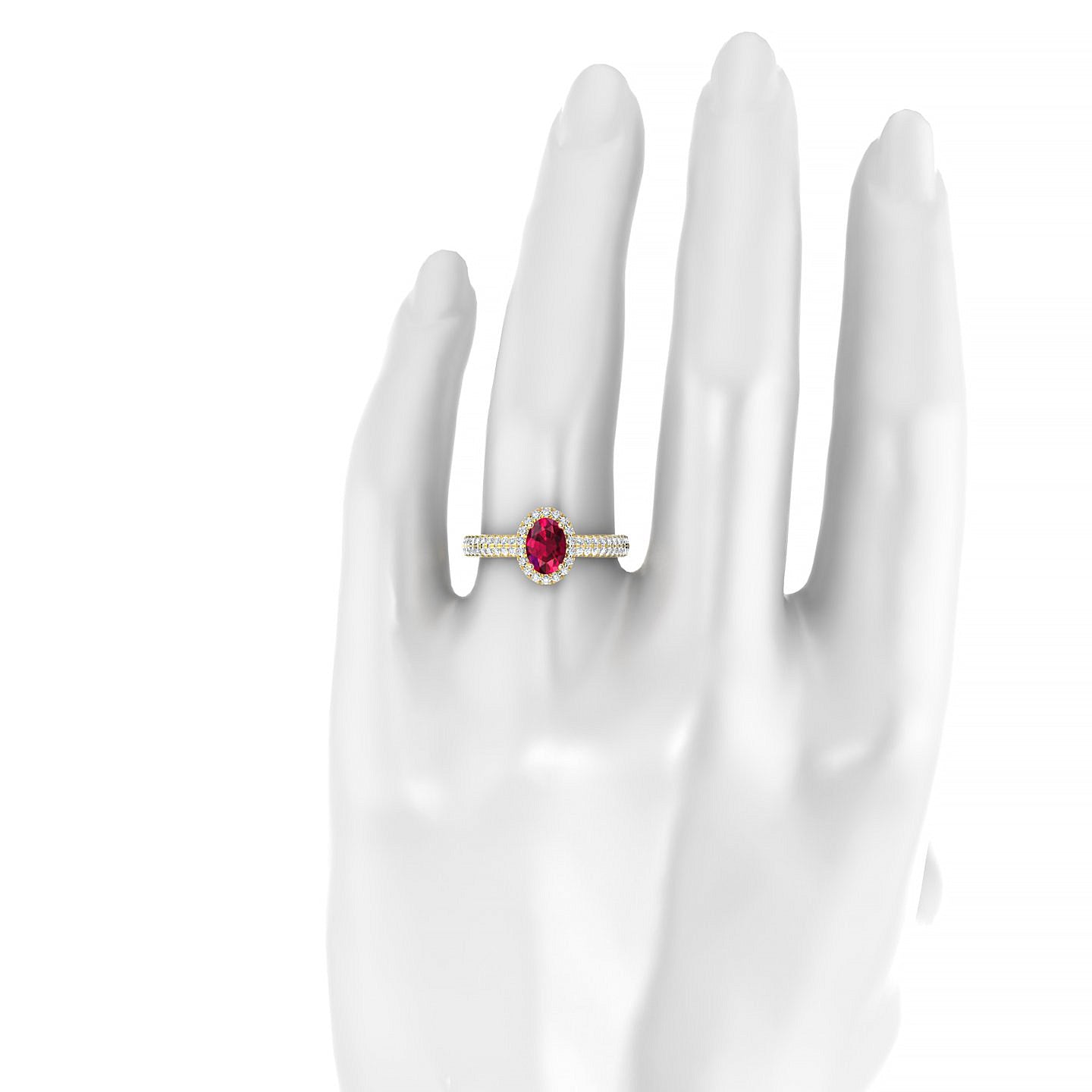 Celeste | 18k Yellow Gold 7 x 5 mm Oval Ruby Ring