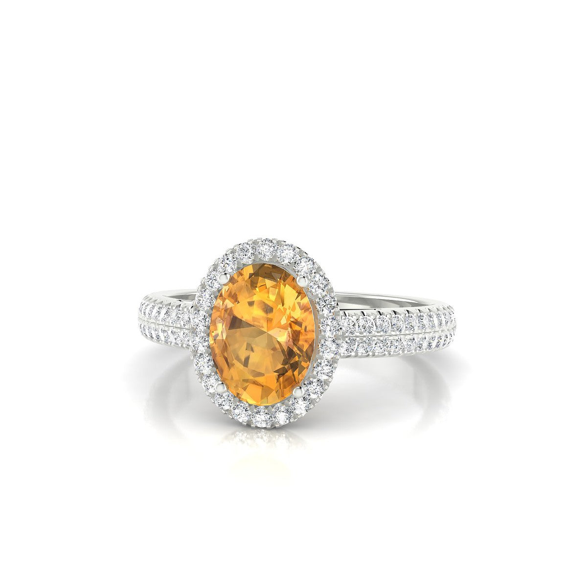 Celeste | 18k White Gold 8 x 6 mm Oval Citrine Ring