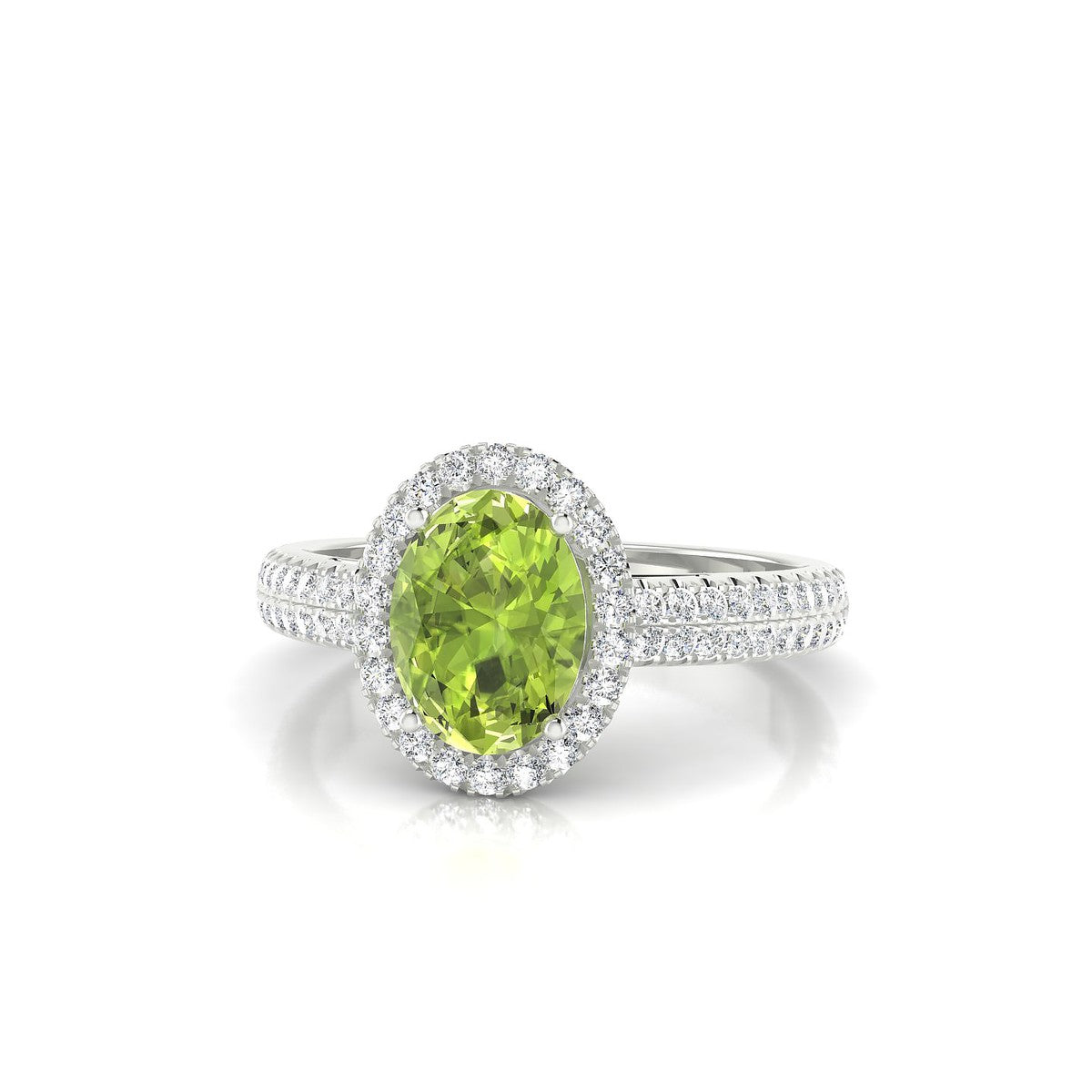 Celeste | 18k White Gold 8 x 6 mm Oval Peridot Ring