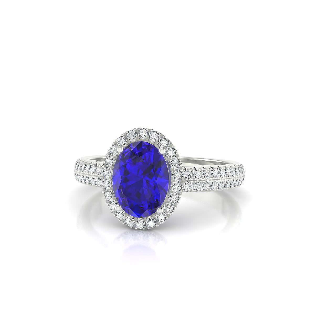 Celeste | 18k White Gold 8 x 6 mm Oval Tanzanite Ring