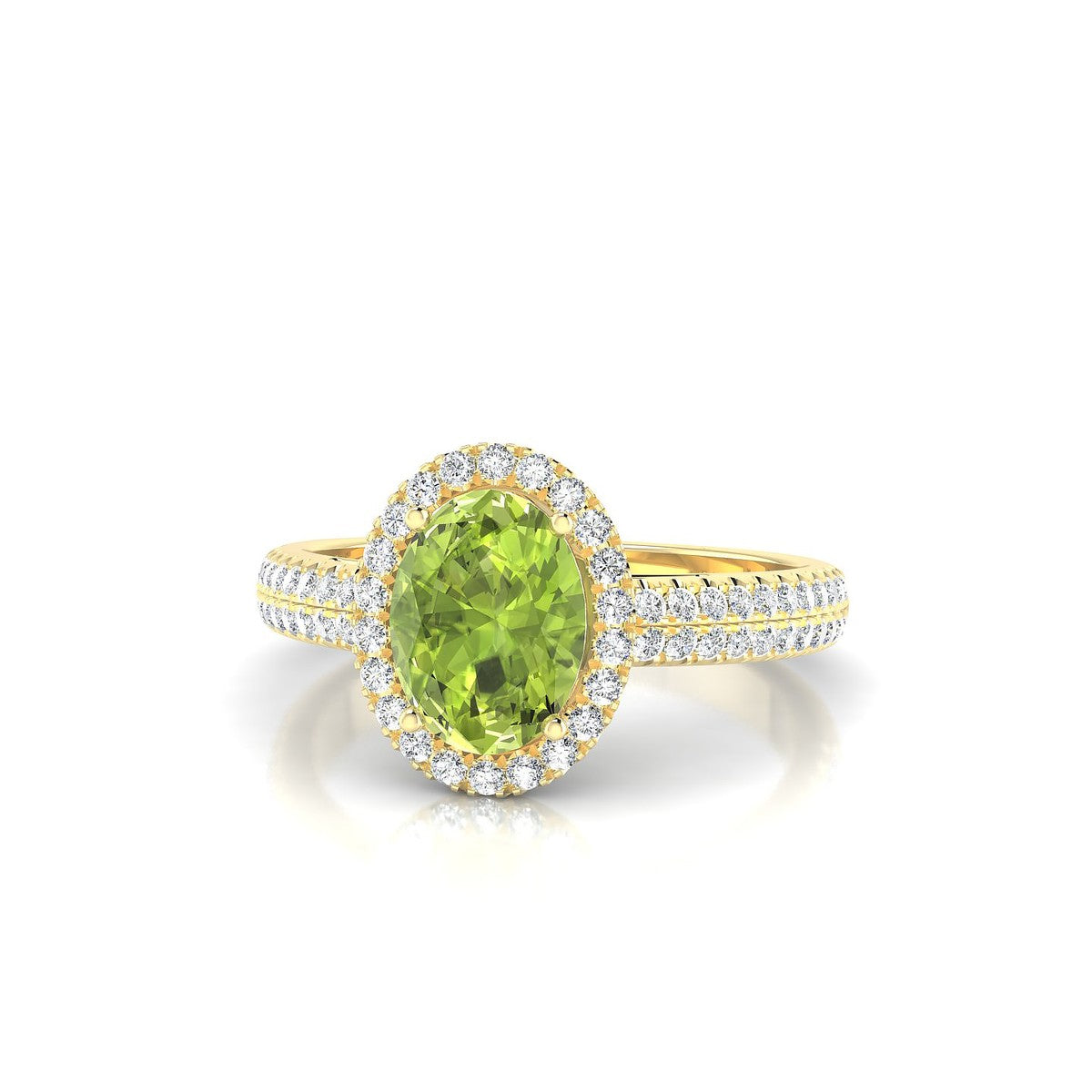 Celeste | 18k Yellow Gold 8 x 6 mm Oval Peridot Ring
